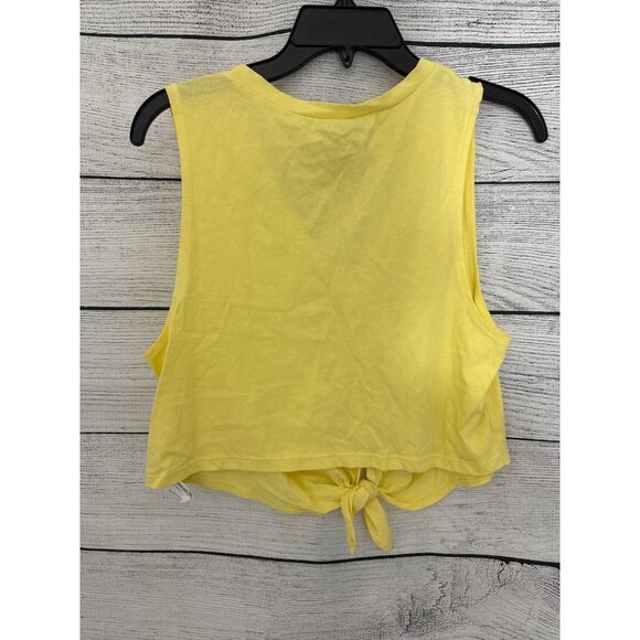 Forever 21 Yellow V-Neck Sleeveless Crop Top With Front Tie Size L - Picture 2 of 2